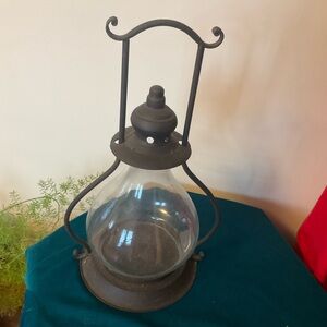Large Rustic Black Metal Lantern candle holder